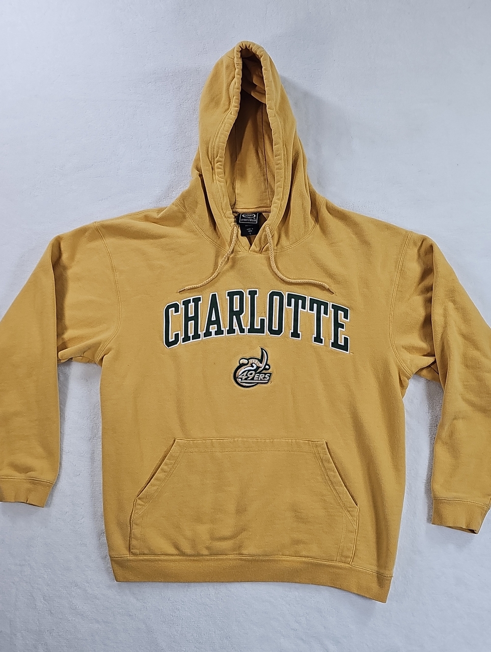 Ouray Sportswear Charlotte 49ers Hoodie Mens Large Yellow Embroidered Sweatshirt